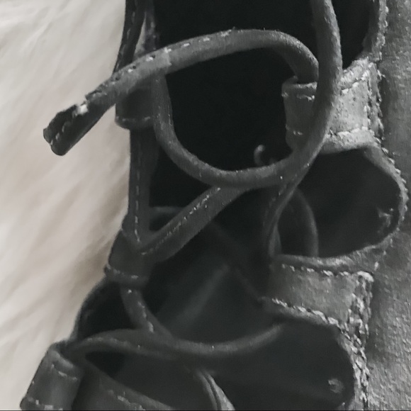 SCHUTZ Natalie Suede Lace Up Pump Black Bootie US7 - Picture 4 of 8